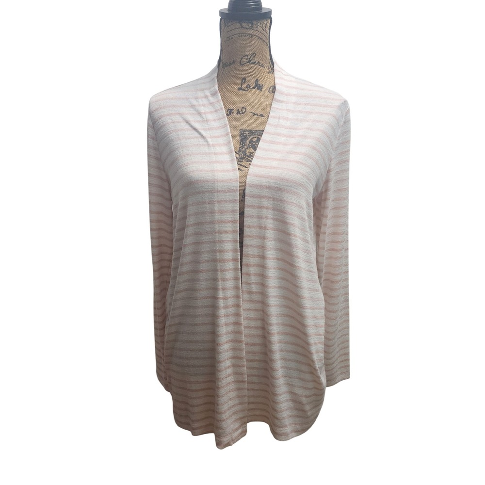 A New Day Womens Striped Open Front Long Sleeve Cardigan Sweater M